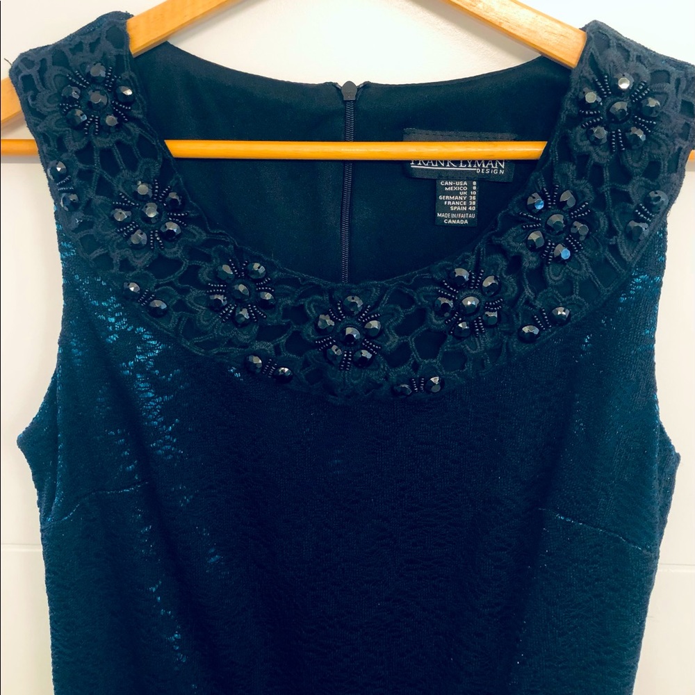 Frank Lyman Black & Teal Beaded Cocktail dress